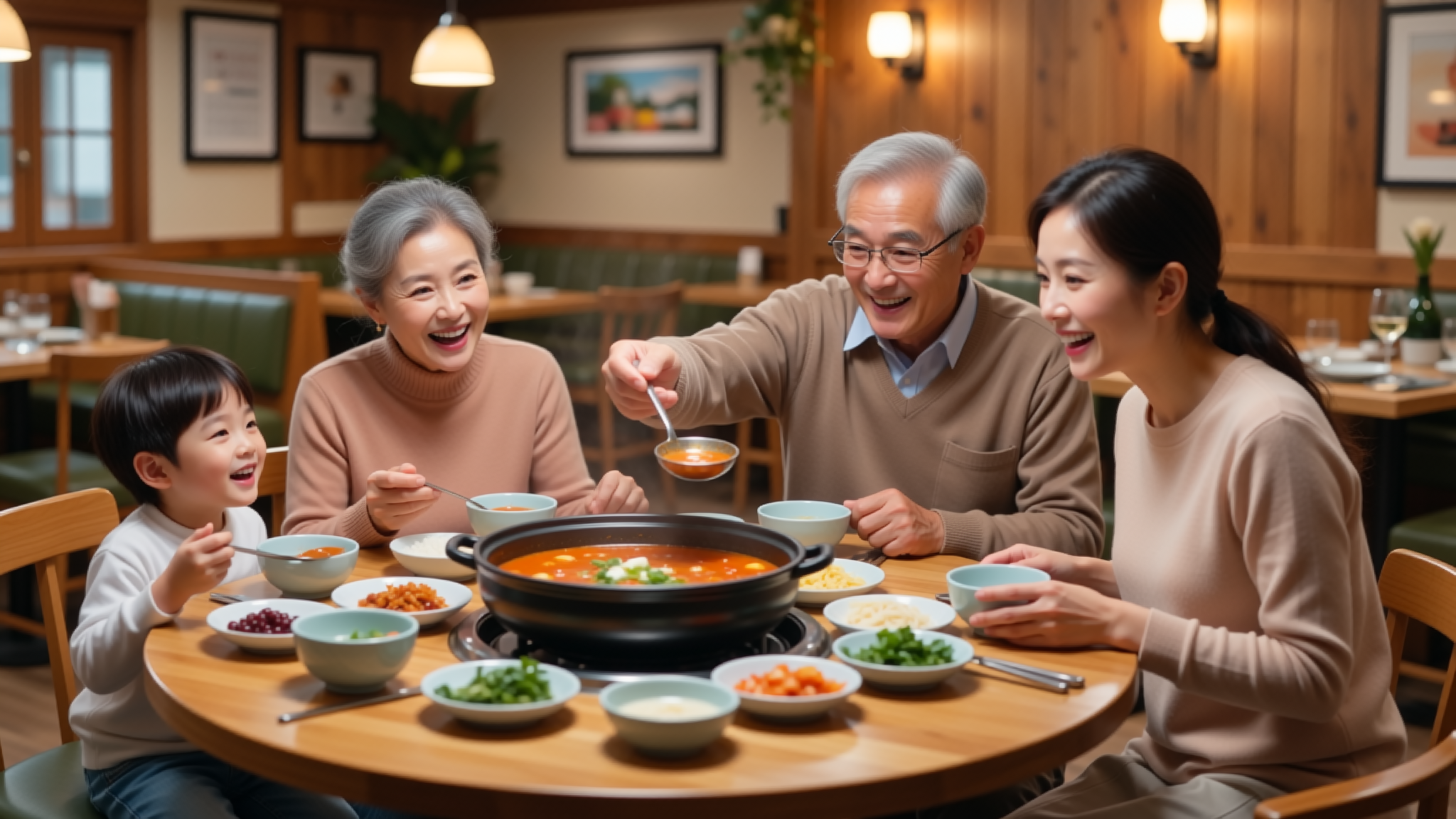一家人围坐吃火锅